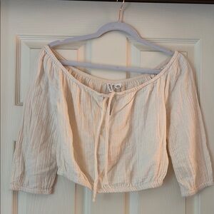 Roxy Cream Long Sleeve Crop Top